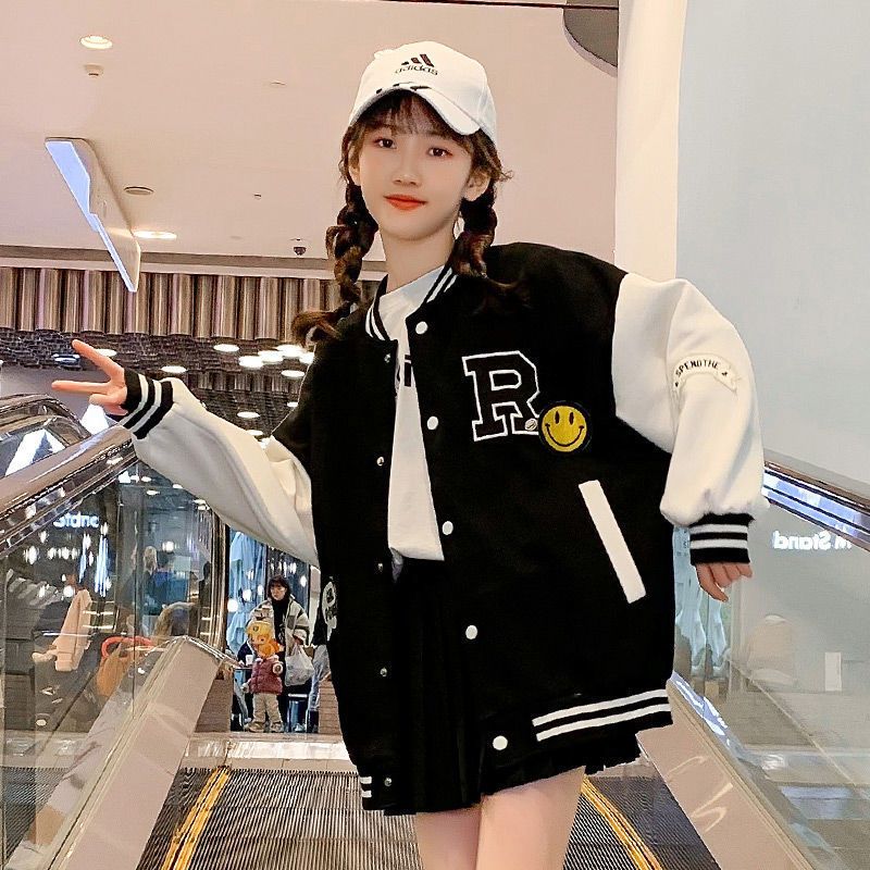 女童外套2022新款韩版洋气儿童春秋网红棒球服夹克中小学生衣服女