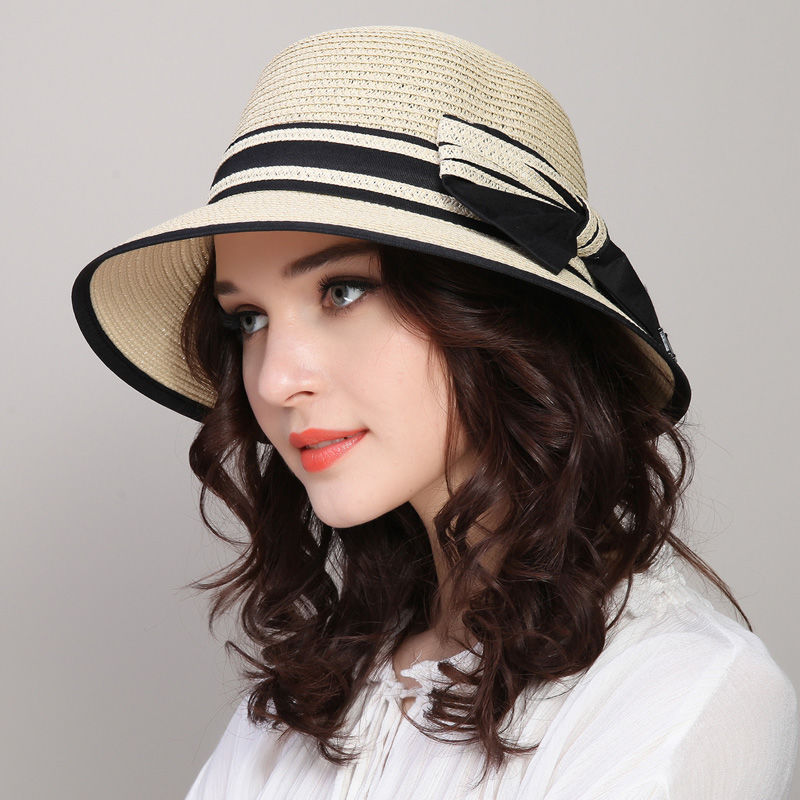 Hat female summer Korean version of the wild straw hat beach hat sun protection sun hat foldable sun hat fisherman hat basin hat
