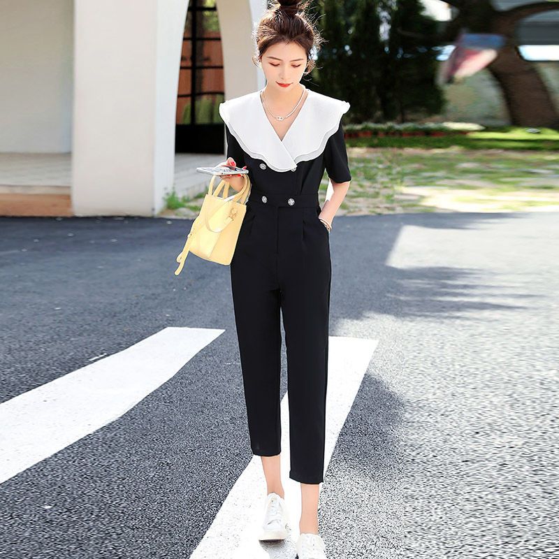 French high-grade small fragrance style Jumpsuit women's 2022 summer new style Korean nine point pant suit Jumpsuit