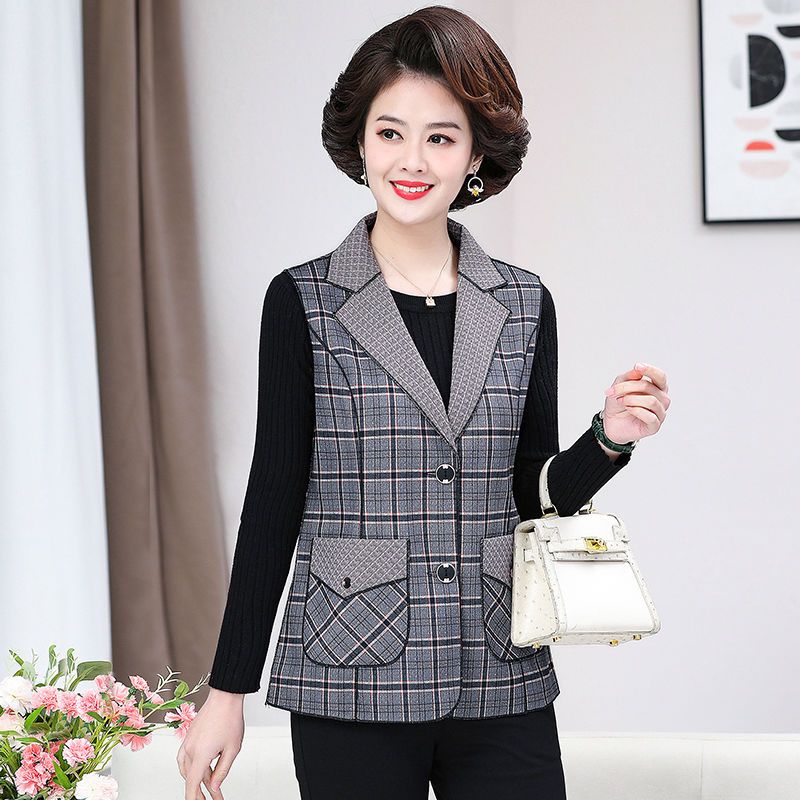 Middle-aged and elderly new mother spring and autumn boutique vest middle-aged women's 40-year-old 50-year-old short coat vest top
