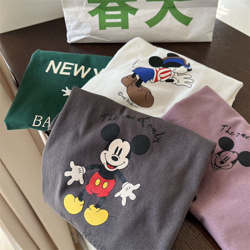 100% cotton children's clothing boys and middle-aged children  summer new Korean version thin section cartoon printing short-sleeved T-shirt