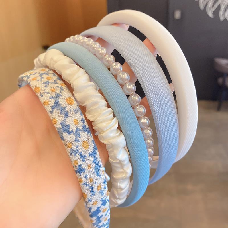 Headband women's summer net red 2022 new face wash hair card headdress headband female pearl press hair headband hair bundle