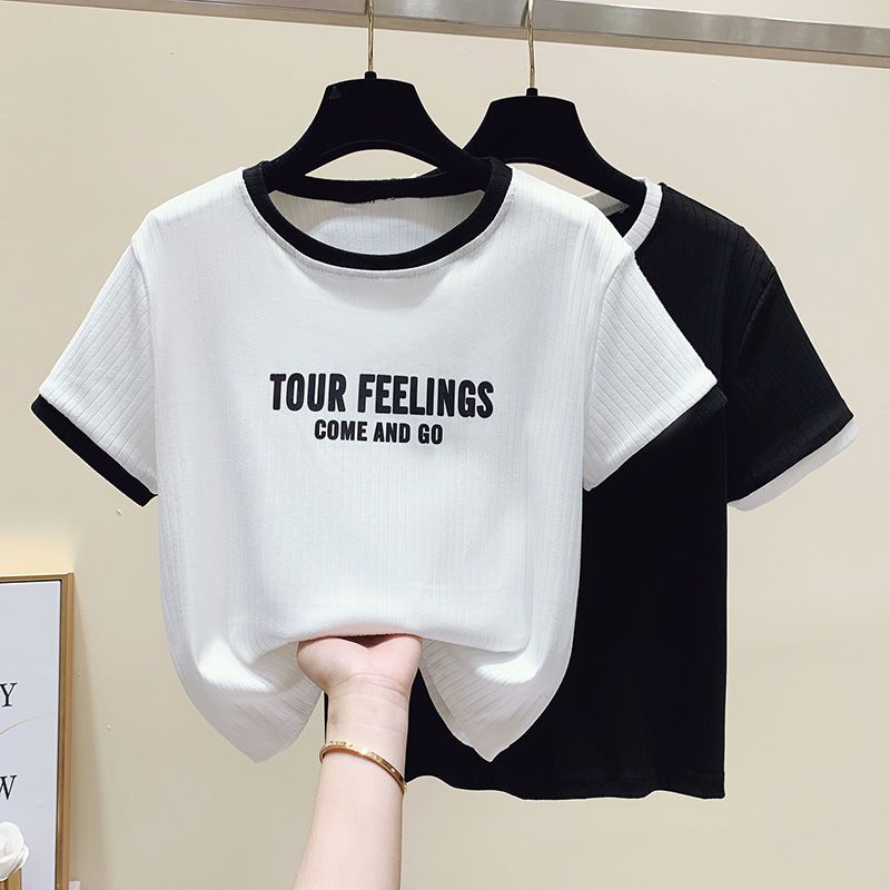 Ins super hot short-sleeved t-shirt women 2022 early spring summer new Korean version loose short half-sleeved bottoming shirt top tide