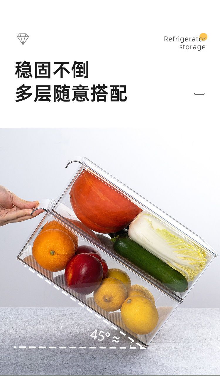 冰箱收纳盒带盖食品级蔬菜食物整理神器水果保鲜盒冷藏专用储物盒