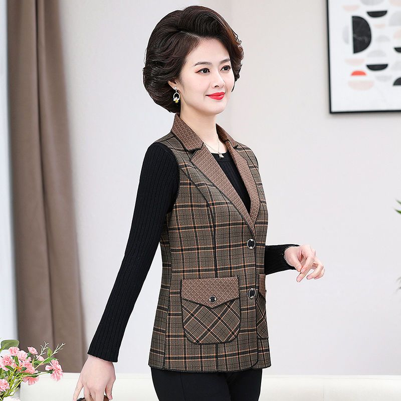Middle-aged and elderly new mother spring and autumn boutique vest middle-aged women's 40-year-old 50-year-old short coat vest top