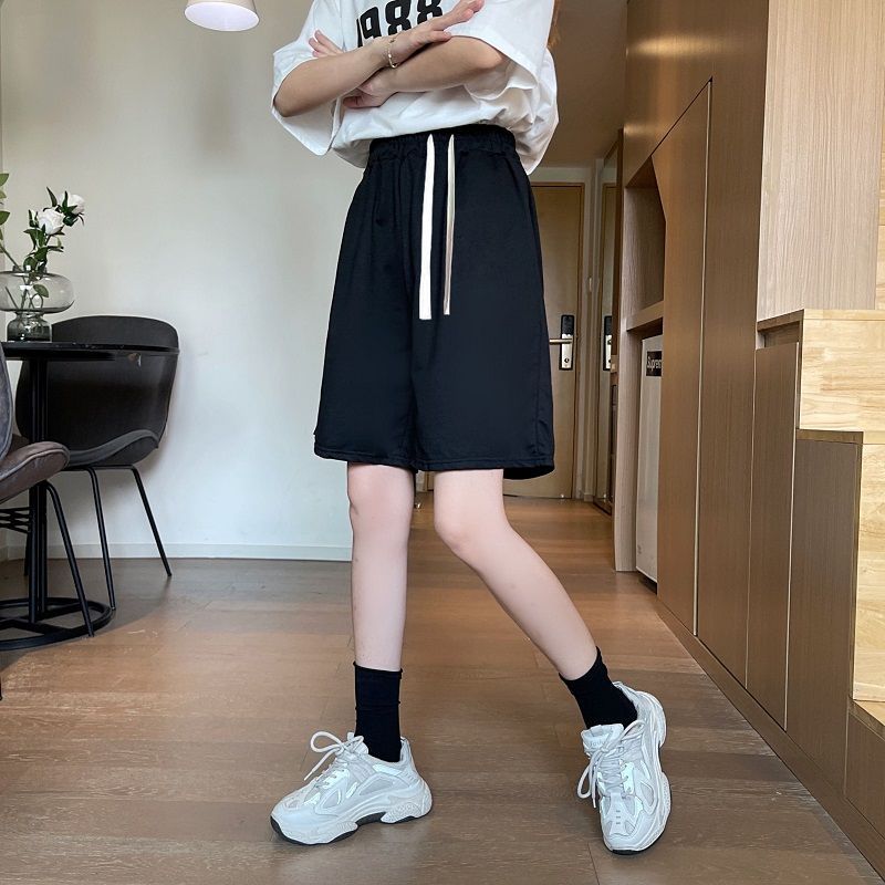 Five point wide leg pants for female students in summer  new Korean casual and versatile straight pants loose and thin short pants