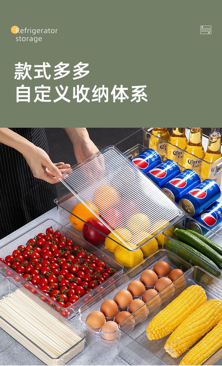 冰箱收纳盒带盖食品级蔬菜食物整理神器水果保鲜盒冷藏专用储物盒
