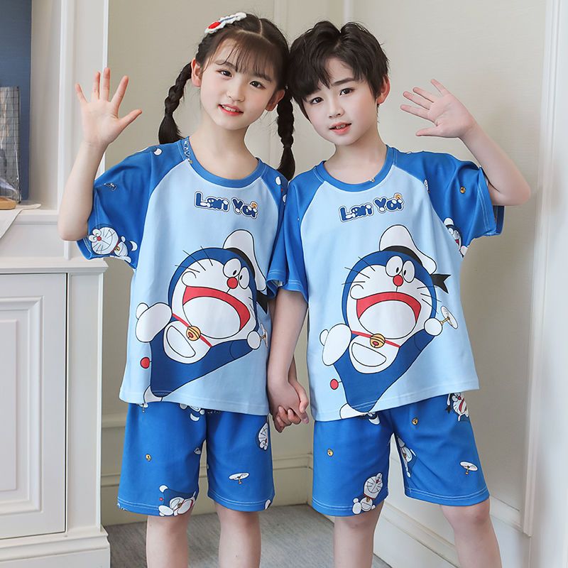 Children's pajamas summer cotton short-sleeved thin section boys and girls cartoon middle-aged and older children's leisure air-conditioning home service suit