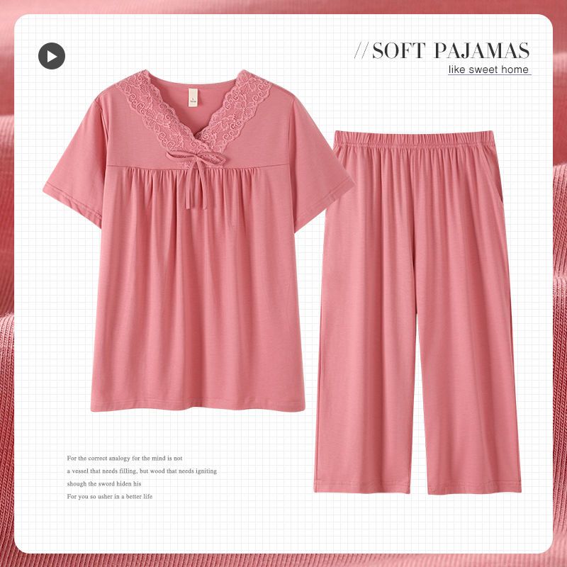 Nanjiren summer new thin section modal women's short-sleeved cropped pants pajamas set home clothes casual fashion