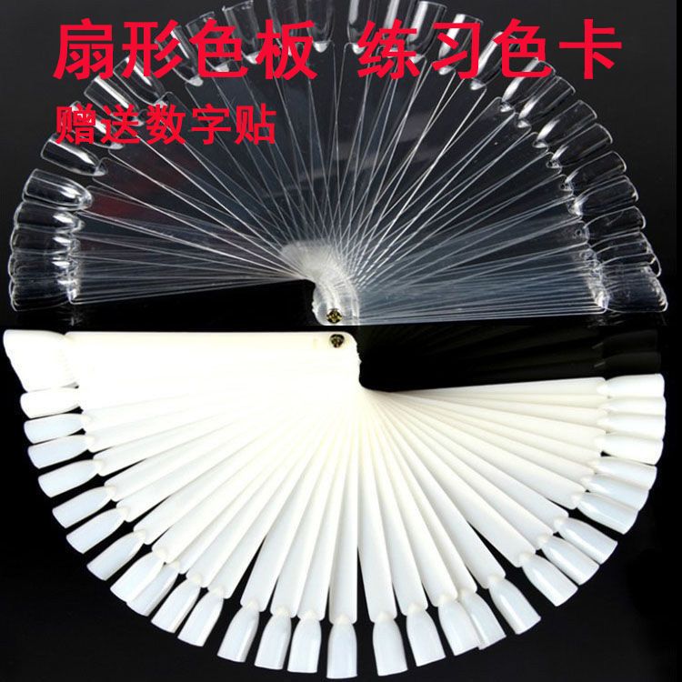 50-color manicure fan-shaped color card nail polish color card practice nail polish glue swatch steel ring screw natural and transparent