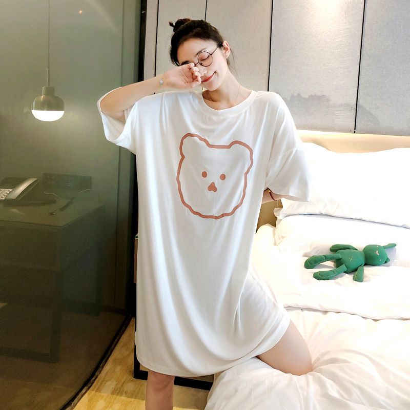 5XL nightgown for women summer plus size fat mm modal maternity nightgown Korean version new thin simple home wear