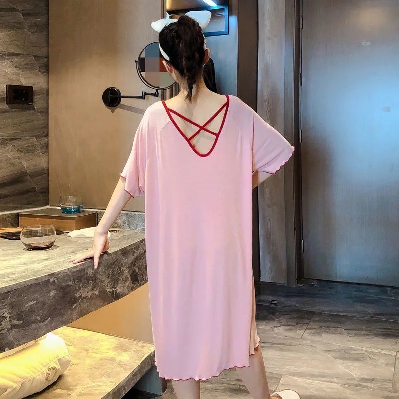 5XL nightdress women's summer XL fat mm modal backless nightdress Korean version of the new thin section simple home service