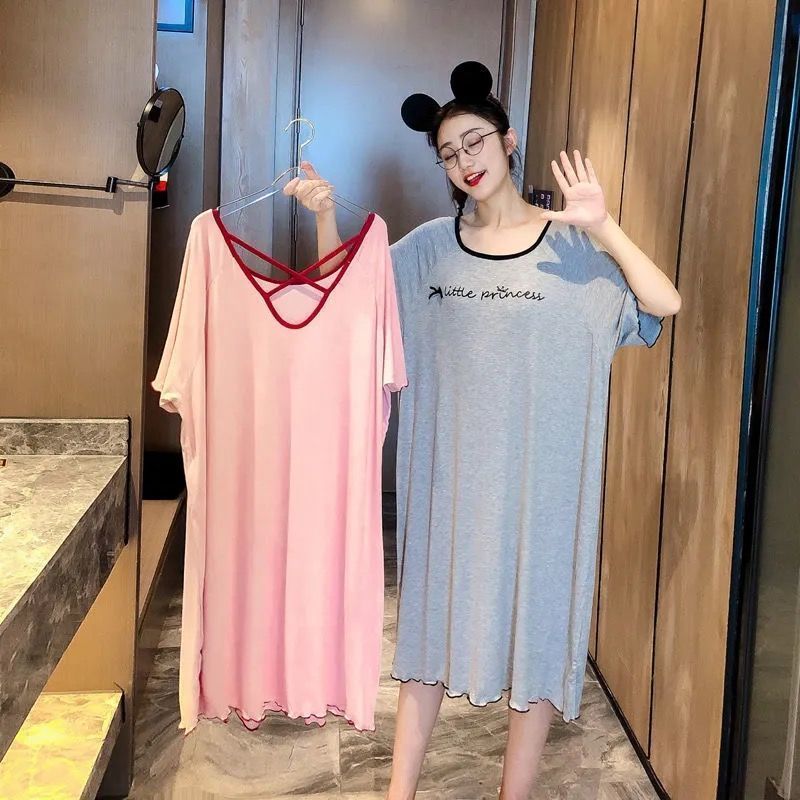 5XL nightdress women's summer XL fat mm modal backless nightdress Korean version of the new thin section simple home service