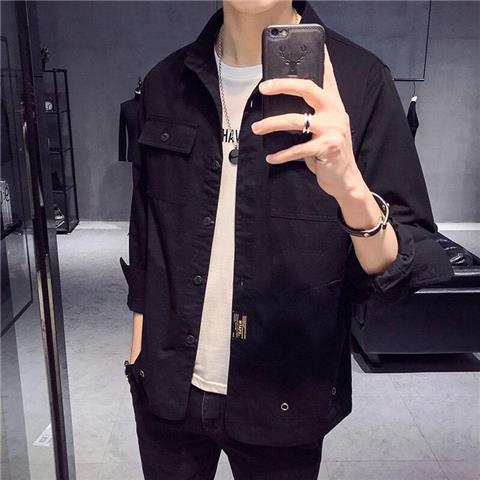 Tooling shirt men's Korean style trendy loose shirt ruffian handsome casual Hong Kong style handsome top trendy brand long-sleeved jacket