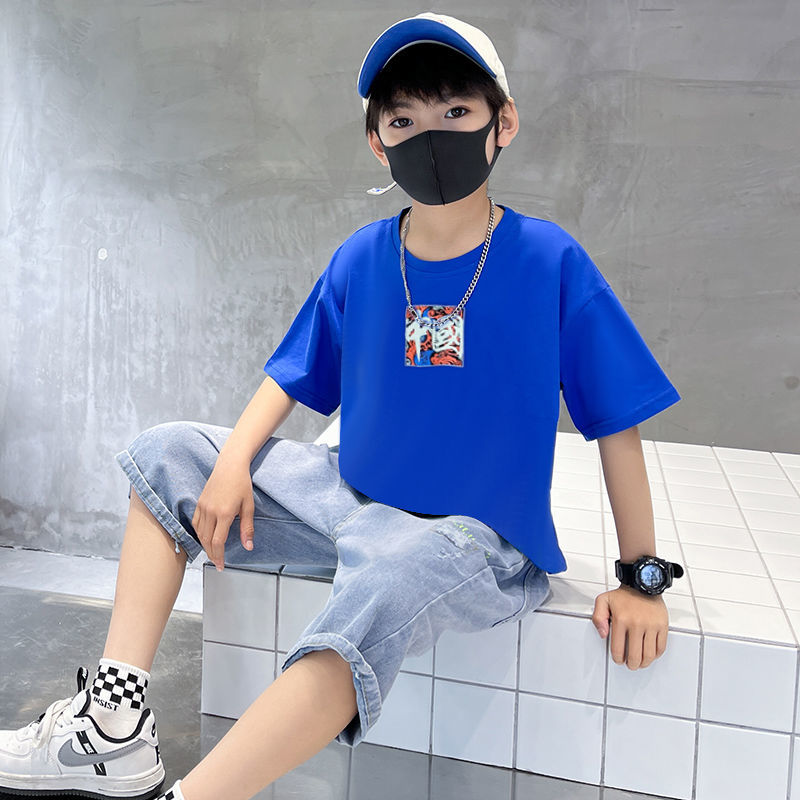 Boys' suit summer  new summer clothes handsome and fashionable Street bombing two piece suit thin foreign style national fashion children's clothes