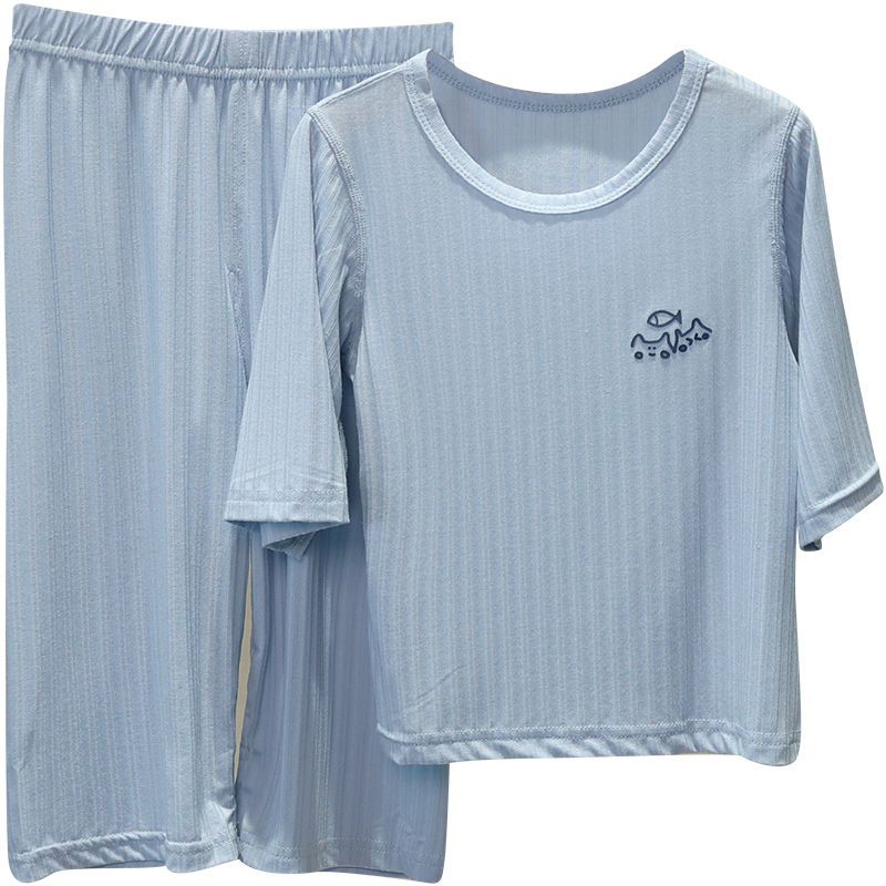 Children's pajamas summer modal baby suit boys and girls summer clothes air-conditioning home clothes boys ice silk thin section