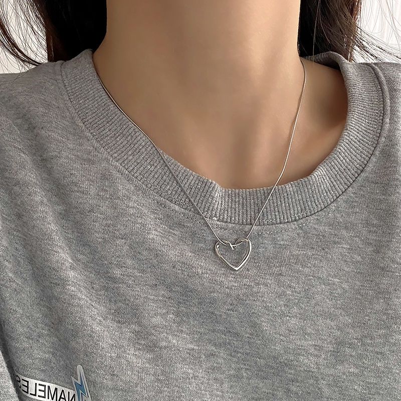 Cold style simple silver love necklace for women 2022 new trendy men ins hip hop sweet cool clavicle chain necklace