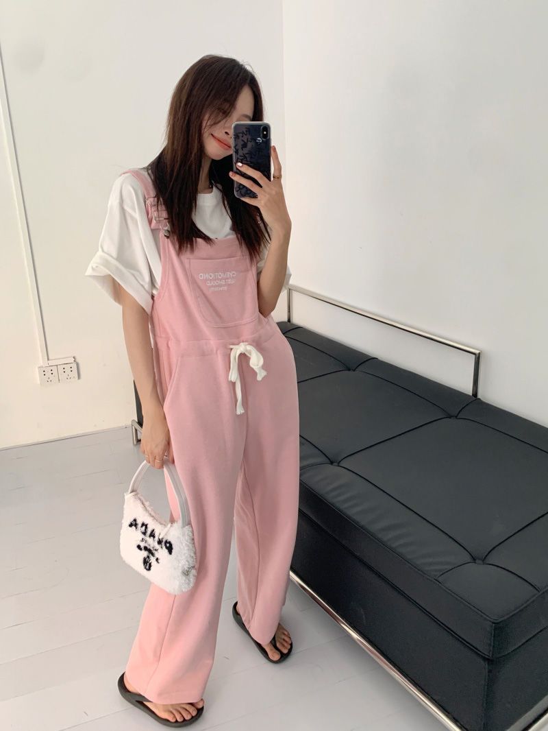 Age-reducing temperament drawstring casual overalls women's loose summer new large size fat mm waist slim jumpsuit
