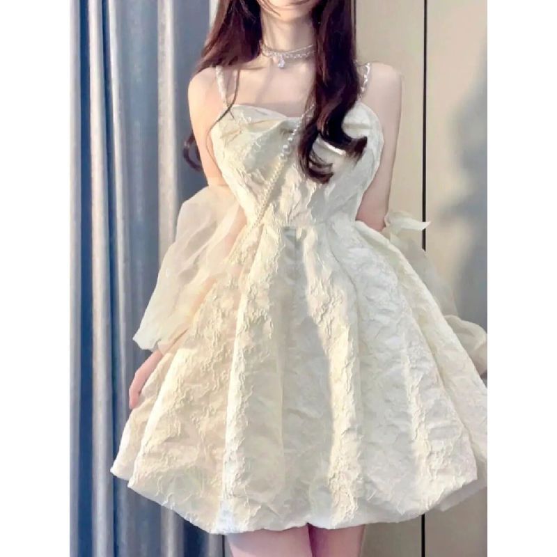 [two piece set] high end sweet slim sunscreen cardigan + French Princess suspender skirt summer suit female