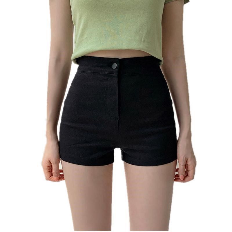 Black shorts Korean version high waist thin skinny denim elastic sexy shorts disappearing bottoming hot pants women's summer tide