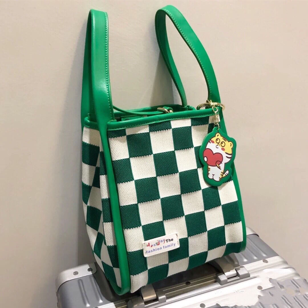 Checkerboard Little Tiger Canvas Handbag Small Tote Bag 2022 New Bucket Bag