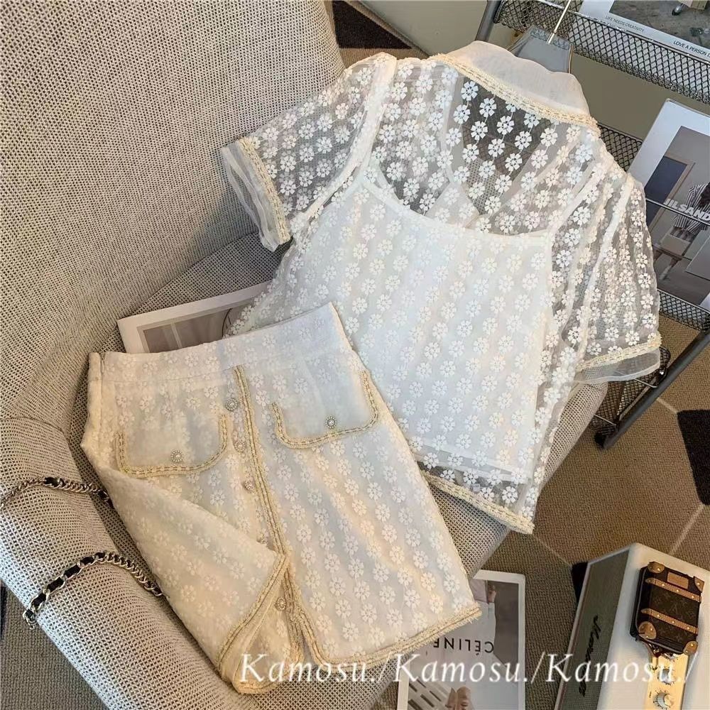 Small fragrance suit women's summer  new celebrity temperament high sense small dress Royal sister two piece suit foreign style