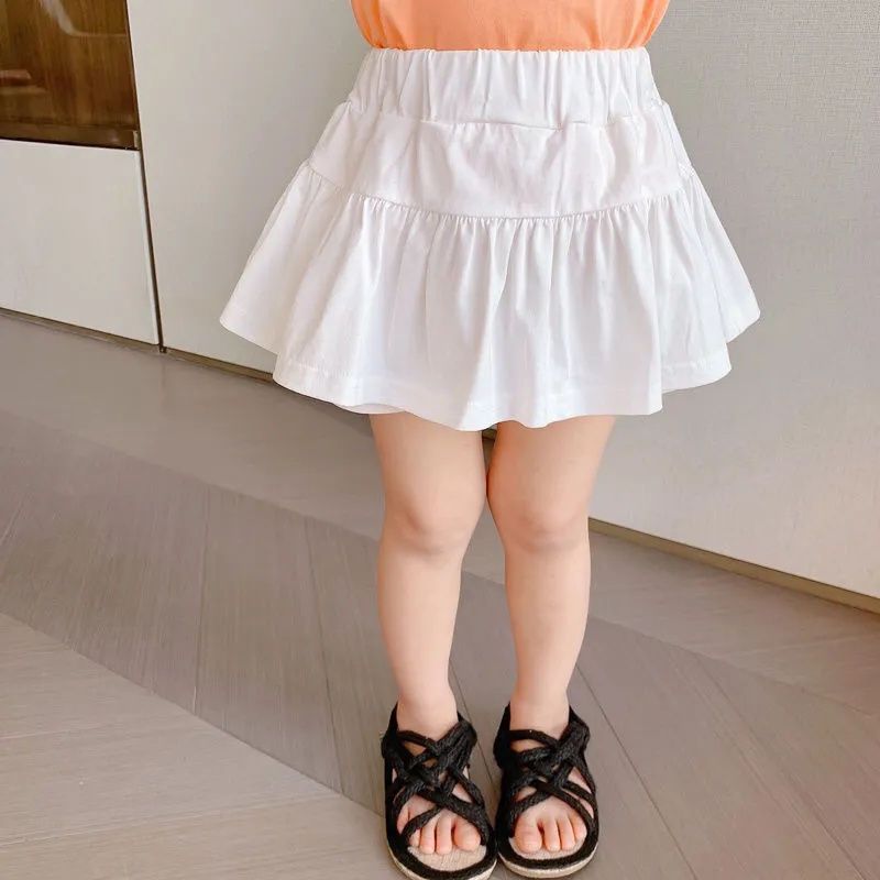 Girls summer skirt casual foreign style all-match baby girl with safety pants anti-skid children's shorts skirt trendy