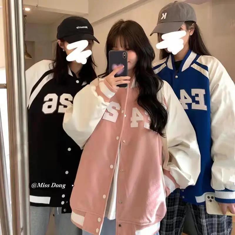 美式棒球服女春秋2023年新款韓版寬鬆外套oversize秋季夾克上衣潮