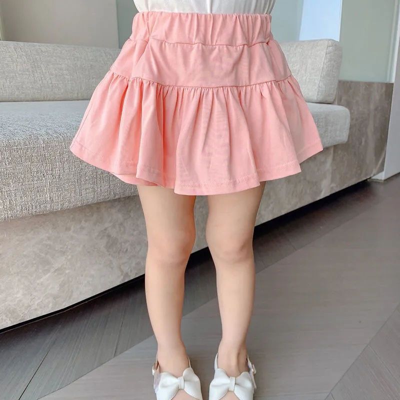 Girls summer skirt casual foreign style all-match baby girl with safety pants anti-skid children's shorts skirt trendy