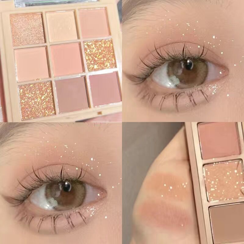 Plain water eye shadow palette  new shiny sparkling beads matte affordable not easy to remove makeup waterproof students daily