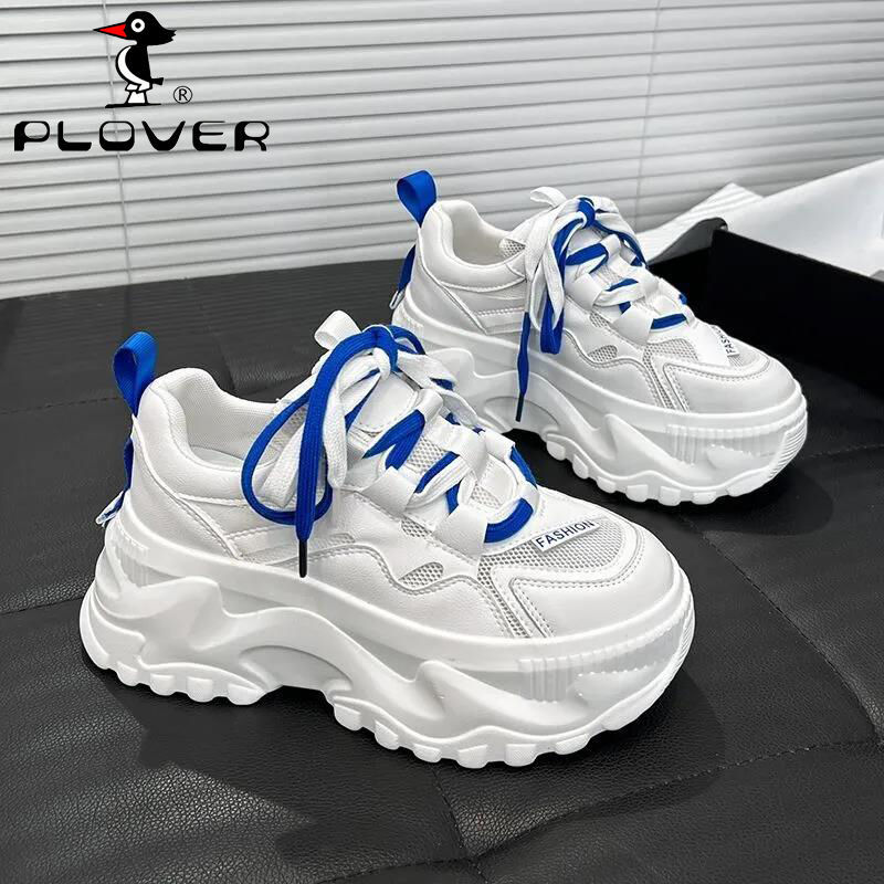 PLOVER啄木鳥2022夏季新款透氣單網面增高厚底老爹鞋女ins運動鞋