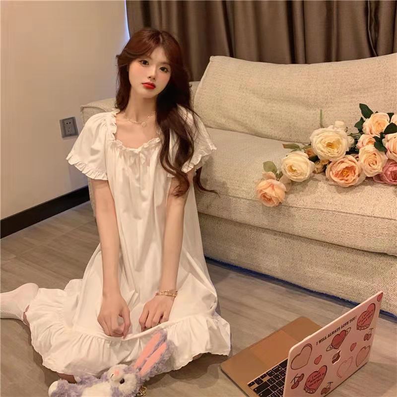 Pajamas women's summer ins sweet nightdress short-sleeved thin section high-value princess style student net red slim dress