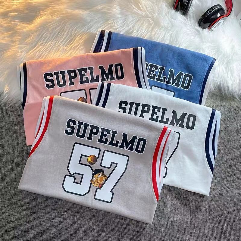 Vest Men's Basketball Uniform Men's Hong Kong Style Loose Outerwear Korean Style Trendy Versatile Printed Sleeveless T-Shirt Student Sports Top