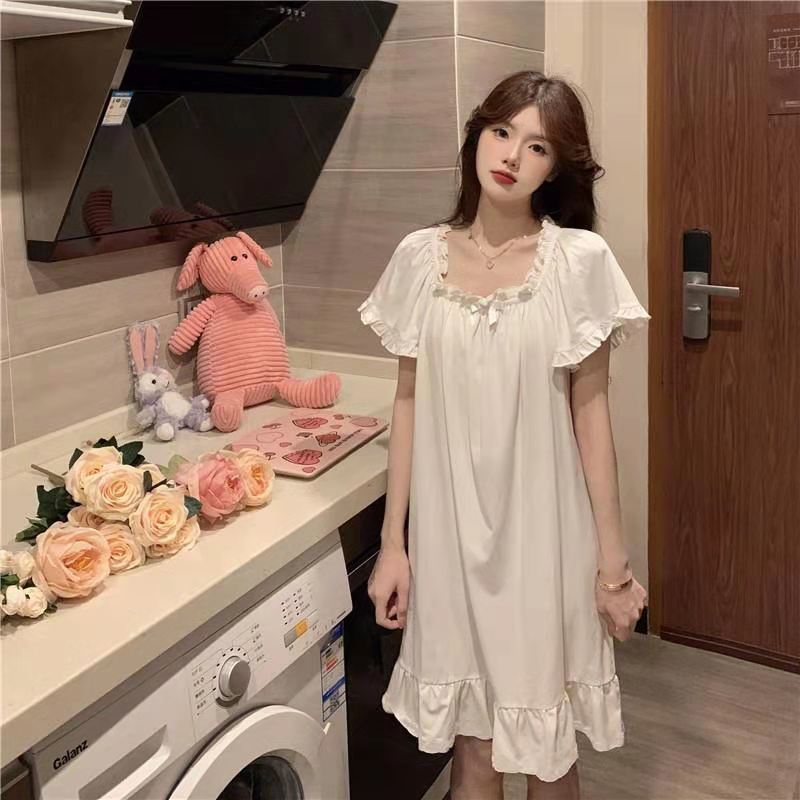 Pajamas women's summer ins sweet nightdress short-sleeved thin section high-value princess style student net red slim dress