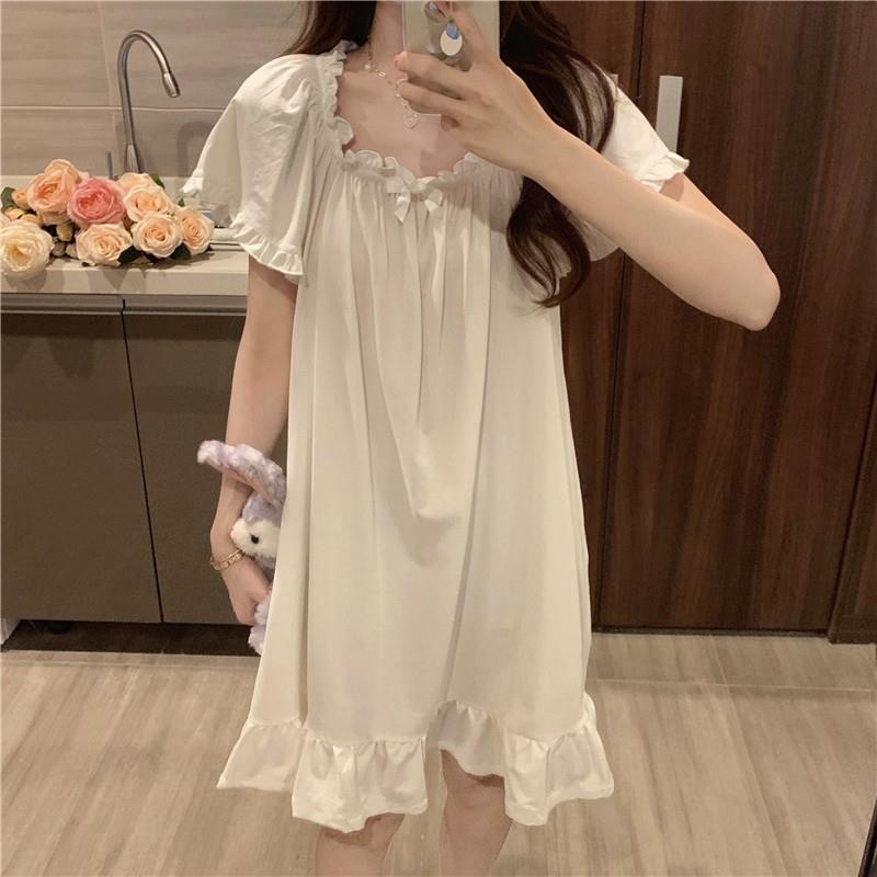 Pajamas women's summer ins sweet nightdress short-sleeved thin section high-value princess style student net red slim dress