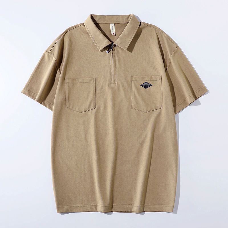 Summer hot style pure cotton polo shirt Korean version of the trendy brand loose all-match new short-sleeved boys half-sleeved lapel T-shirt trendy