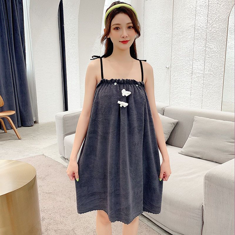 Bath towel can be worn, women can wrap summer adult suspender Bath skirt bath robe non pure cotton household water absorption, soft and lint free new style