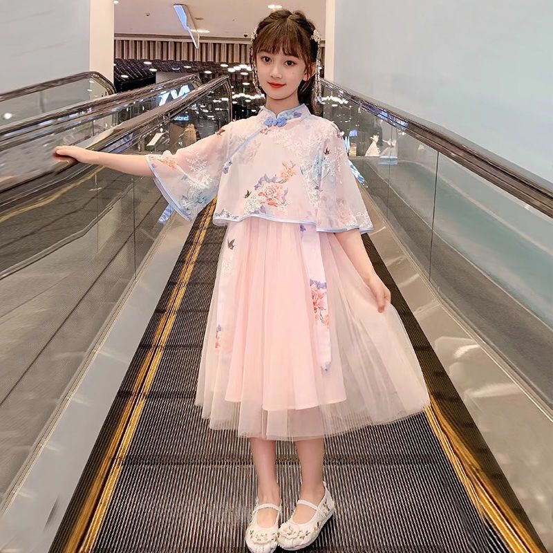 女童連衣裙2023新款洋氣漢服夏裝公主裙大童女孩兒童夏季童裝裙子