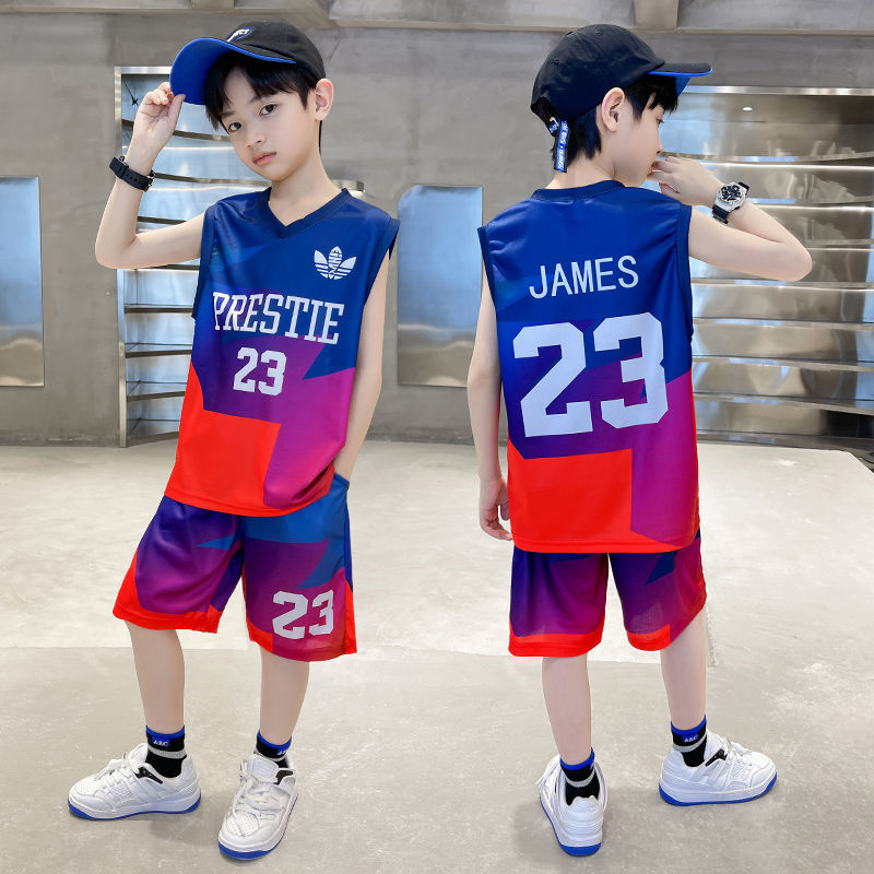 男童篮球服速干套装无袖夏季背心儿童薄款男孩夏装中大童运动球衣