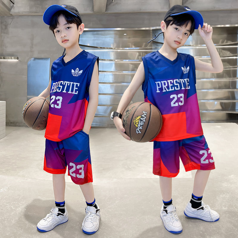男童篮球服速干套装无袖夏季背心儿童薄款男孩夏装中大童运动球衣
