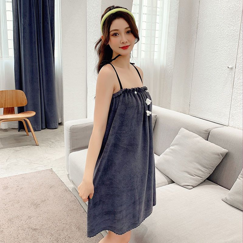 Bath towel can be worn, women can wrap summer adult suspender Bath skirt bath robe non pure cotton household water absorption, soft and lint free new style