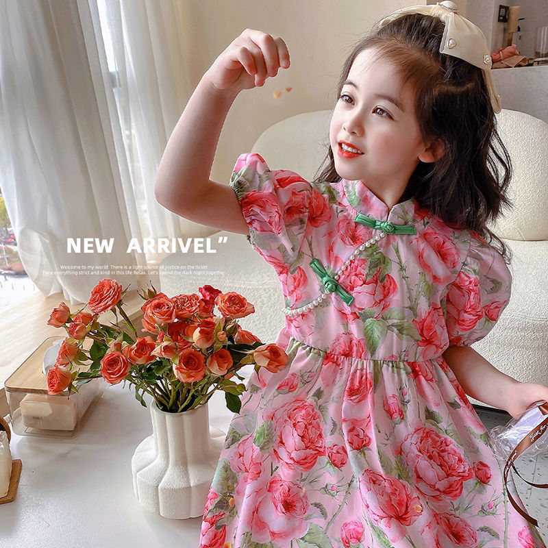 女童連衣裙2023夏季新款兒童公主裙夏裝碎花裙寶寶洋氣裙子小童裝