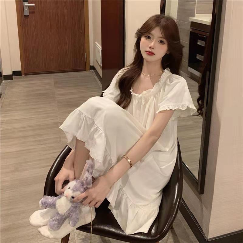 Pajamas women's summer ins sweet nightdress short-sleeved thin section high-value princess style student net red slim dress