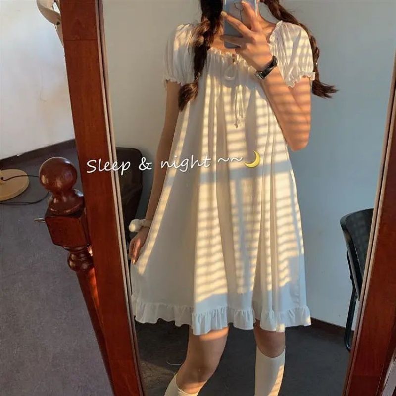 Pajamas women's summer ins sweet nightdress short-sleeved thin section high-value princess style student net red slim dress