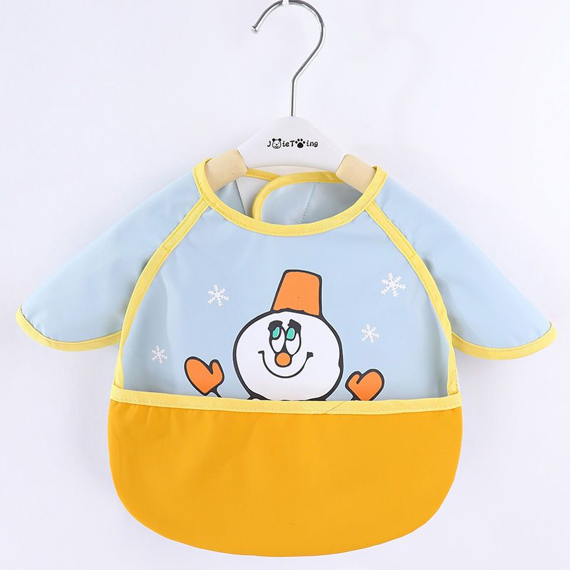 Baby eating bib overalls children's waterproof anti-dirty wash-free baby bibs summer sleeveless children's supplementary food pockets