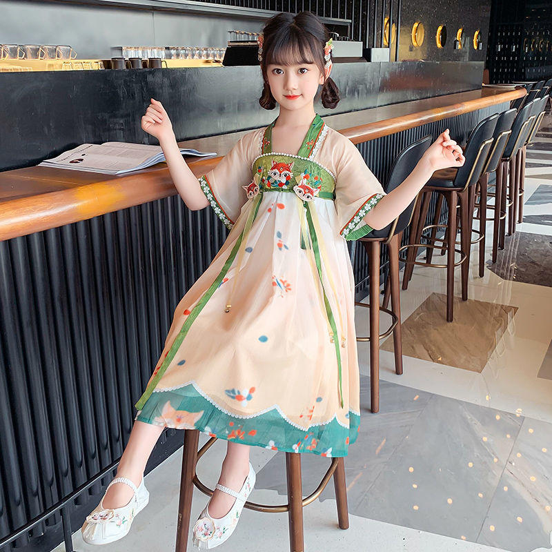 女童連衣裙2023新款夏裝洋氣中國風裙子網紅小女孩夏季漢服公主裙