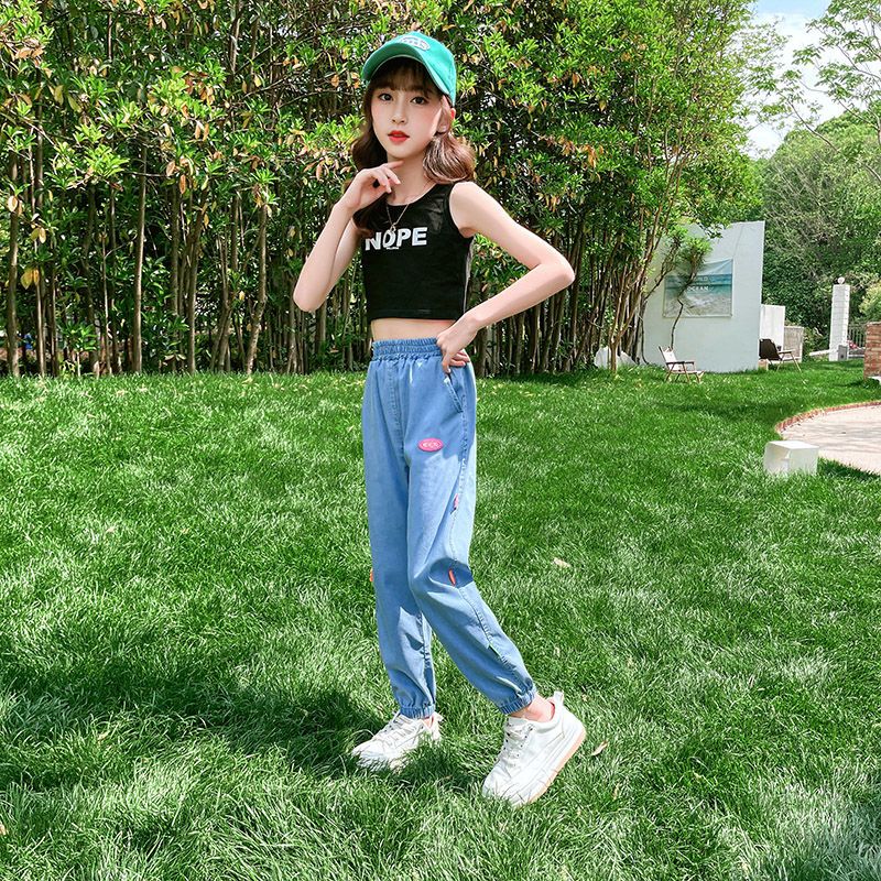 Children's clothing girls summer loose jeans new ice silk anti-mosquito pants children's thin section Korean pants tide