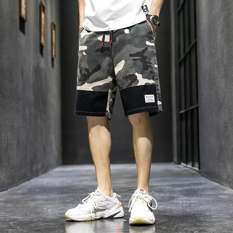 Shorts men's summer thin five-point pants loose beach pants men's camouflage cotton middle-aged and young fashion casual pants