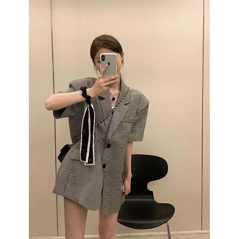 Hong Kong style professional ol chic suit skirt women's summer  new British style thin section high-quality small jacket