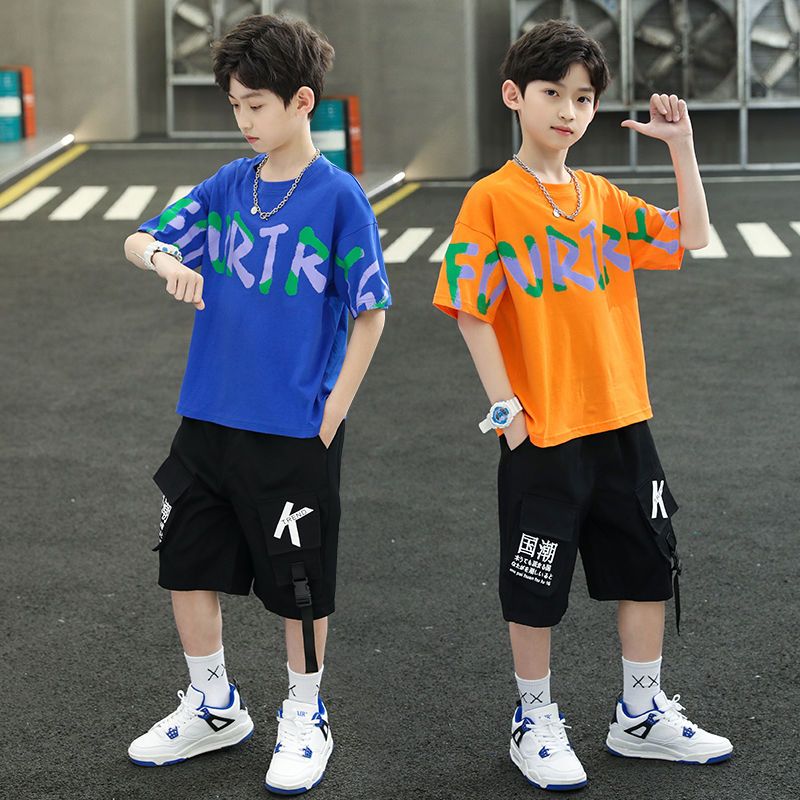 男童夏装套装新款夏季韩版洋帅气短袖短裤中大童男孩运动衣服